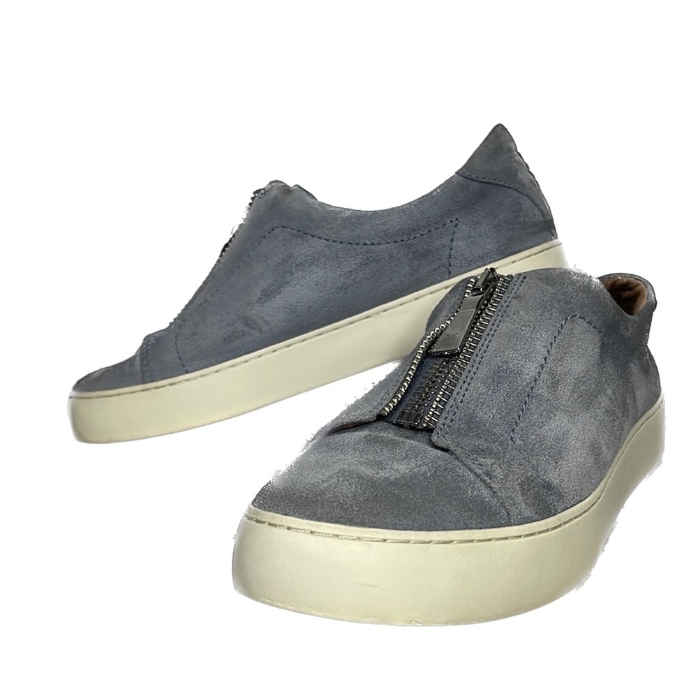 Frye Lena blue suede leather low top zip women sneaker size 9 M